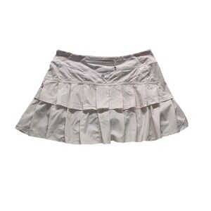 Lululemon Pace Rival Mid Rise Tennis Skirt Tiered Ruffle Beige Athletic Skort 10